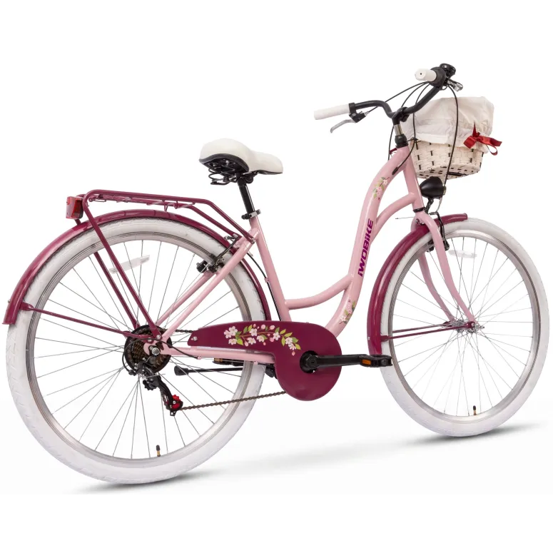 Rower Miejski Damski IwoBike Cherry Blossom, Koła 28”