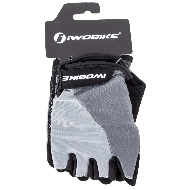 Rękawiczki Rowerowe Bez Palców Żelowe IwoBike Szaro-Czarne L/XL