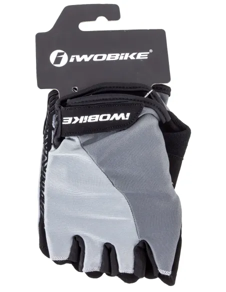 Rękawiczki Rowerowe Bez Palców Żelowe IwoBike Szaro-Czarne L/XL
