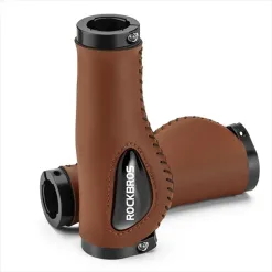 Chwyty Rowerowe Skórzane Rockbros ergonomiczne, brązowe