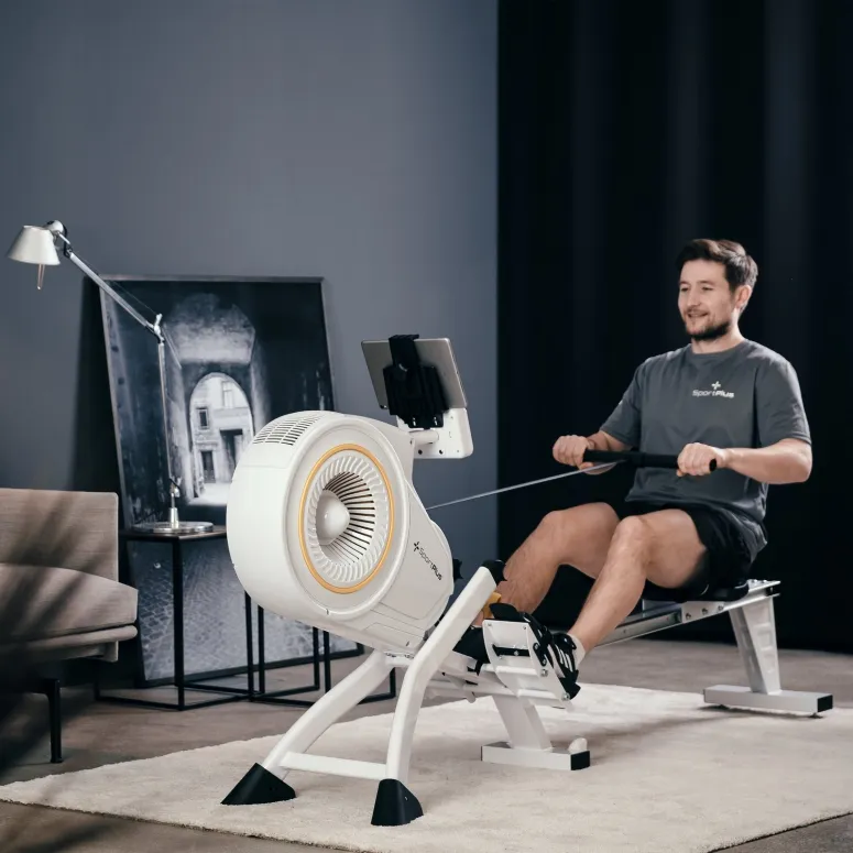 Wioślarz Powietrzny Składany SportPlus 8 Poziomów Oporu do 150 kg 200 cm