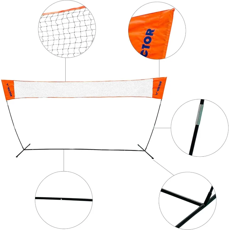 Siatka do Badmintona Victor Easy 3m Regulowana 105-155cm Tenis z Torbą