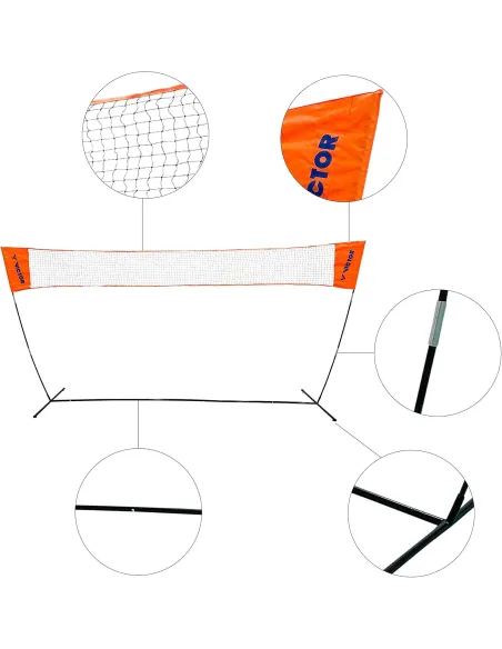 Siatka do Badmintona Victor Easy 3m Regulowana 105-155cm Tenis z Torbą