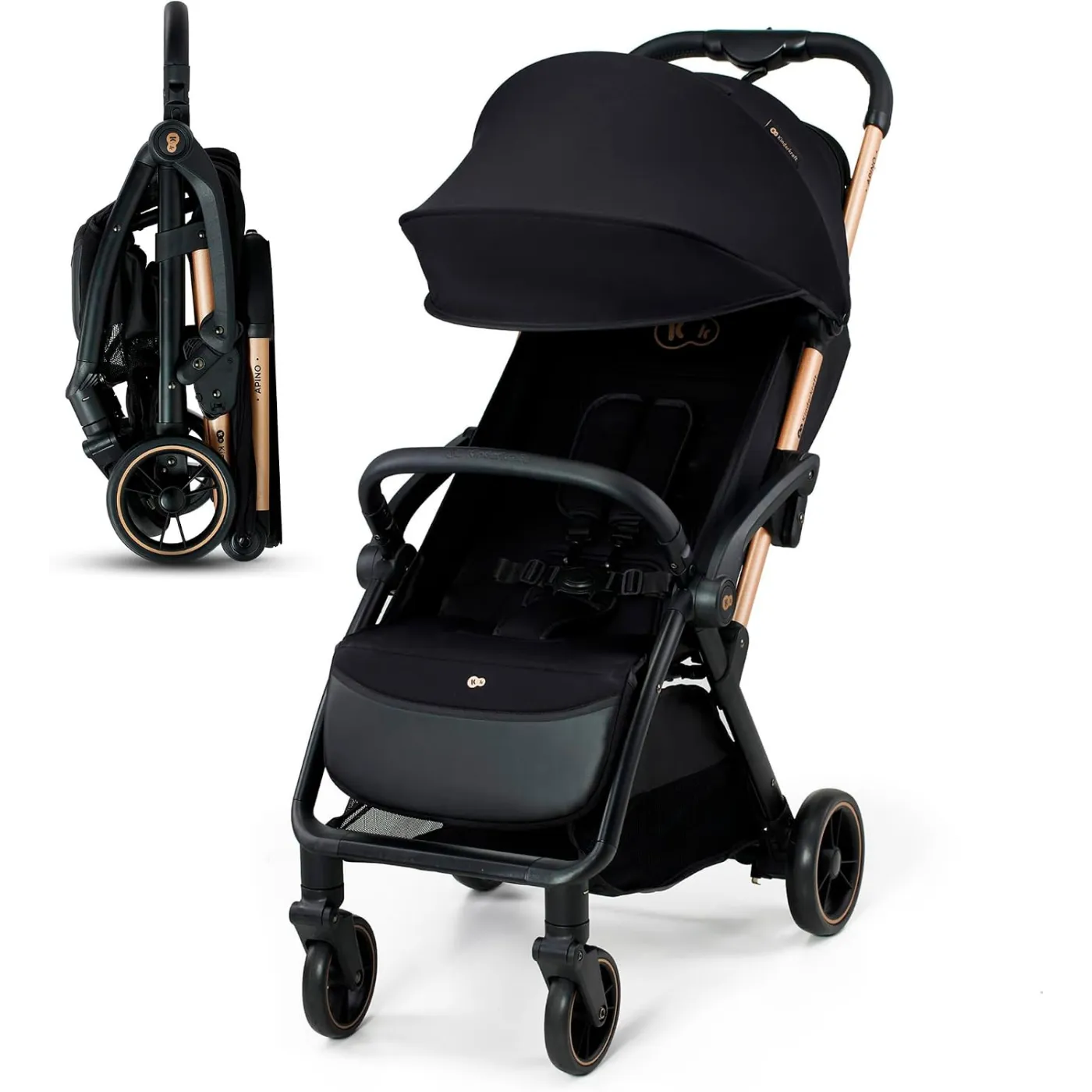 Kinderkraft wózek spacerowy spacerówka 0-22 kg APINO lekki składany czarny