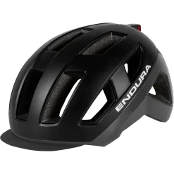 Kask Rowerowy Endura Luminite M/L 55-59 cm LED USB Odblask Daszek Czarny