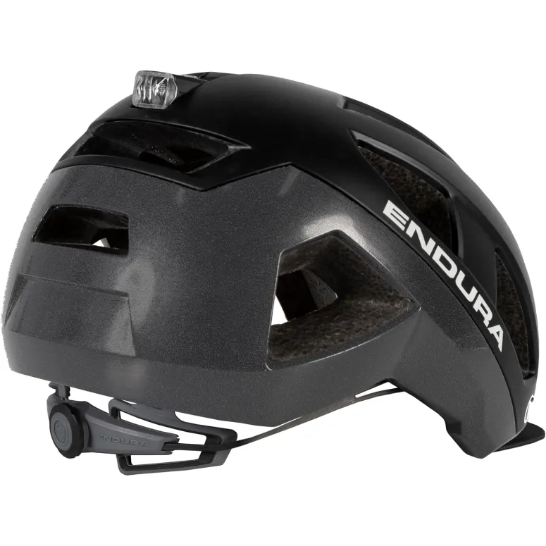 Kask Rowerowy Endura Luminite M/L 55-59 cm LED USB Odblask Daszek Czarny