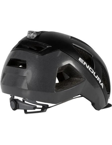 Kask Rowerowy Endura Luminite M/L 55-59 cm LED USB Odblask Daszek Czarny