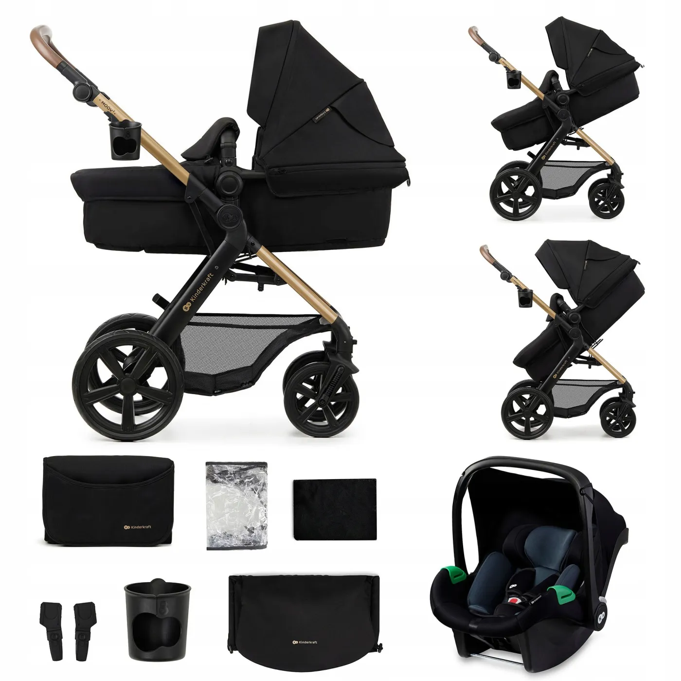 Wózek 3w1 Kinderkraft MOOV 2 Gondola Spacerówka Travel System do 27kg