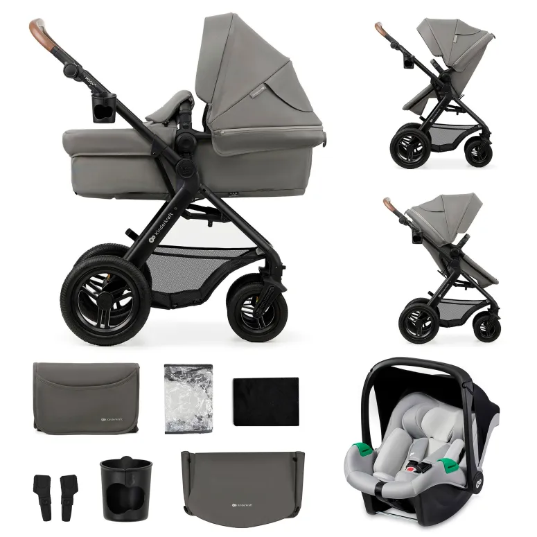 Kinderkraft Wózek Wielofunkcyjny 3w1 MOOV 2 AIR Fotelik MINK PRO Szary