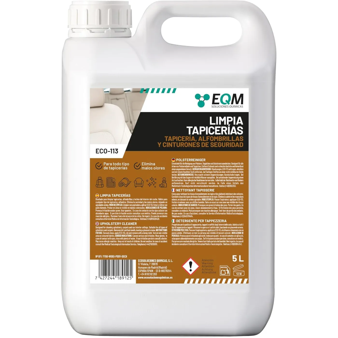 Płyn do Prania Czyszczenia Tapicerki EQM ECO-113 5L Alcantara Skóra