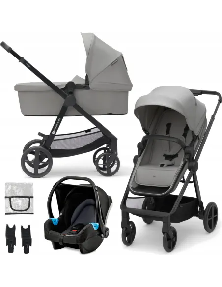 Wózek 3w1 Kinderkraft Newly Szary Gondola Spacerówka Fotelik 0-22kg