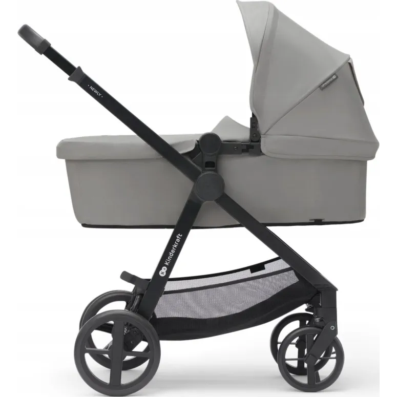 Wózek 3w1 Kinderkraft Newly Szary Gondola Spacerówka Fotelik 0-22kg