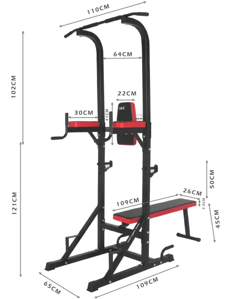 Stacja Podciągowa Wielofunkcyjna ISE SY4006 Drążek - 5