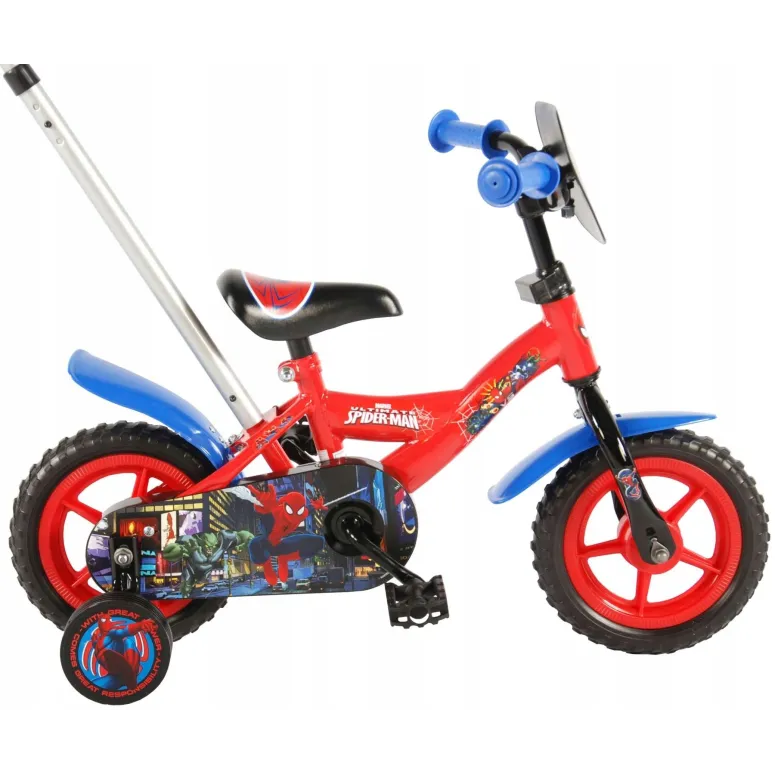 Rower Dziecięcy 10 Spiderman Kółka Prowadnik - 1