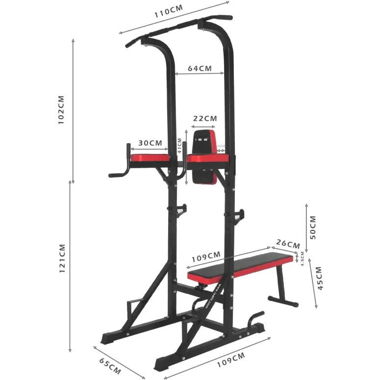Stacja Podciągowa ISE Power Tower SY-4006 Ławka - 4