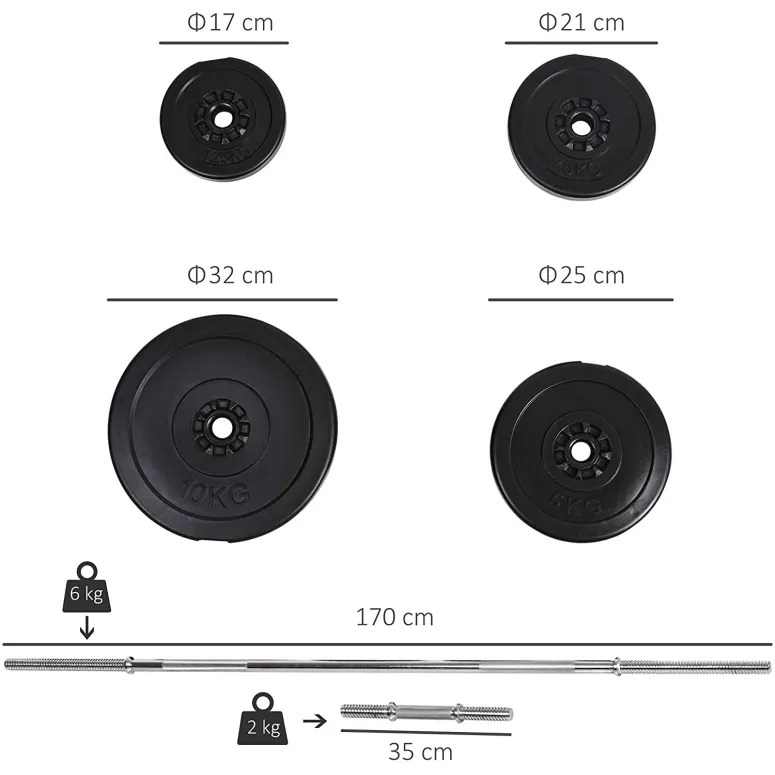 Hantle HomCom B1-0013 Sztanga 65 KG 14 Krążków - 2