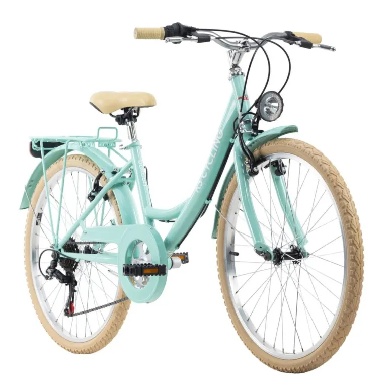 Dziewczęcy Rower Miejski 24 Stal Damka Błotniki Bagażnik Światła Stopka