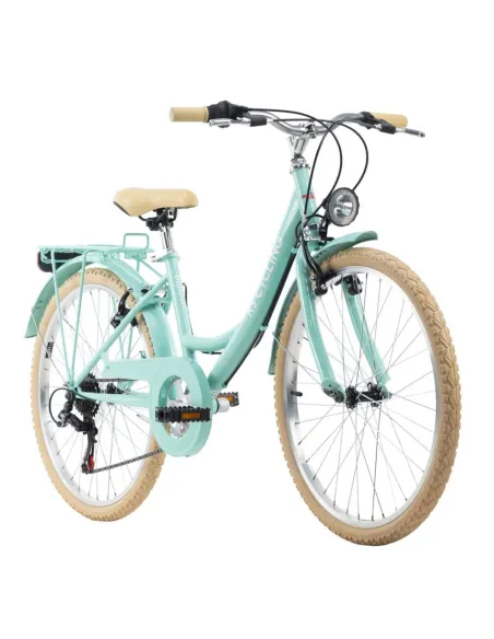 Dziewczęcy Rower Miejski 24 Stal Damka Błotniki Bagażnik Światła Stopka