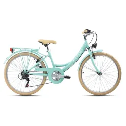 Dziewczęcy Rower Miejski 24 Stal Damka Błotniki Bagażnik Światła Stopka