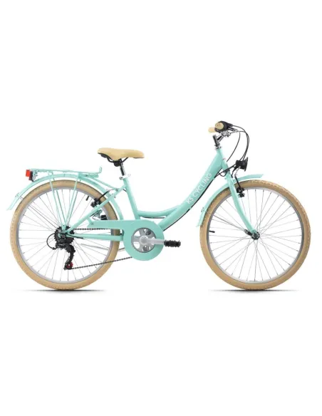 Dziewczęcy Rower Miejski 24 Stal Damka Błotniki Bagażnik Światła Stopka