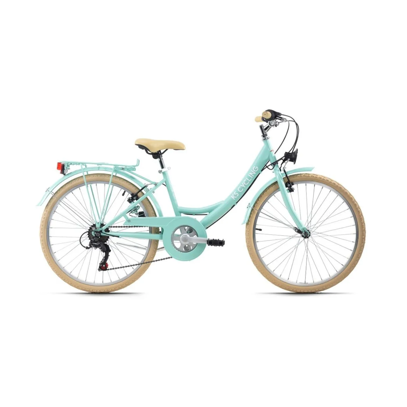 Dziewczęcy Rower Miejski 24 Damka Bagażnik Światła - 1