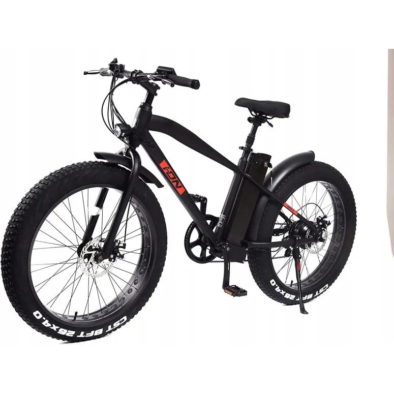 Rower Elektryczny Górski Fatbike 26 Światła 250W MTB Tarcze 6 Biegów Stopka