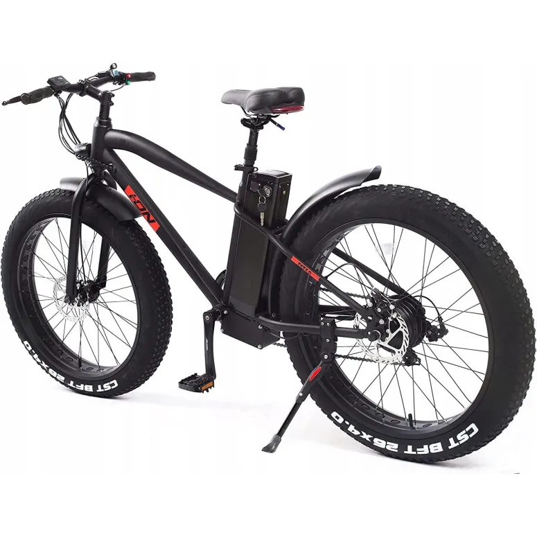 Rower Elektryczny Górski Fatbike 26 Światła 250W MTB Tarcze 6 Biegów Stopka