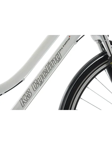 Lekki Rower Trekkingowy Damski 28 Światła Bagażnik 21 Biegów Akcesoria Stal - 9