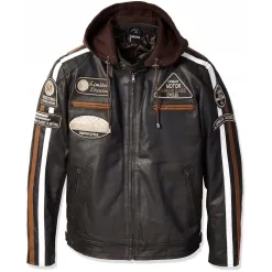 Kurtka Motocyklowa Skórzana Urban Motor Classic Skóra Jagnięca z Kapturem