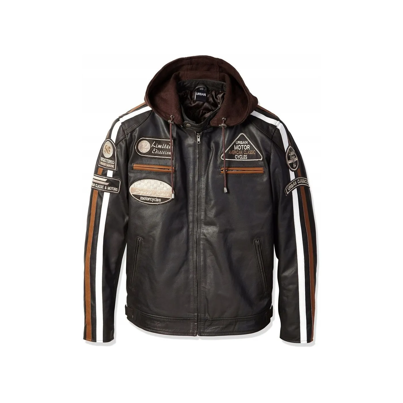 Kurtka Motocyklowa Skórzana Urban Motor Classic Skóra Jagnięca z Kapturem - 1