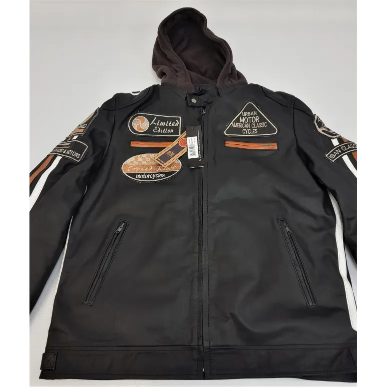 Kurtka Motocyklowa Skórzana Urban Motor Classic Skóra Jagnięca z Kapturem - 8