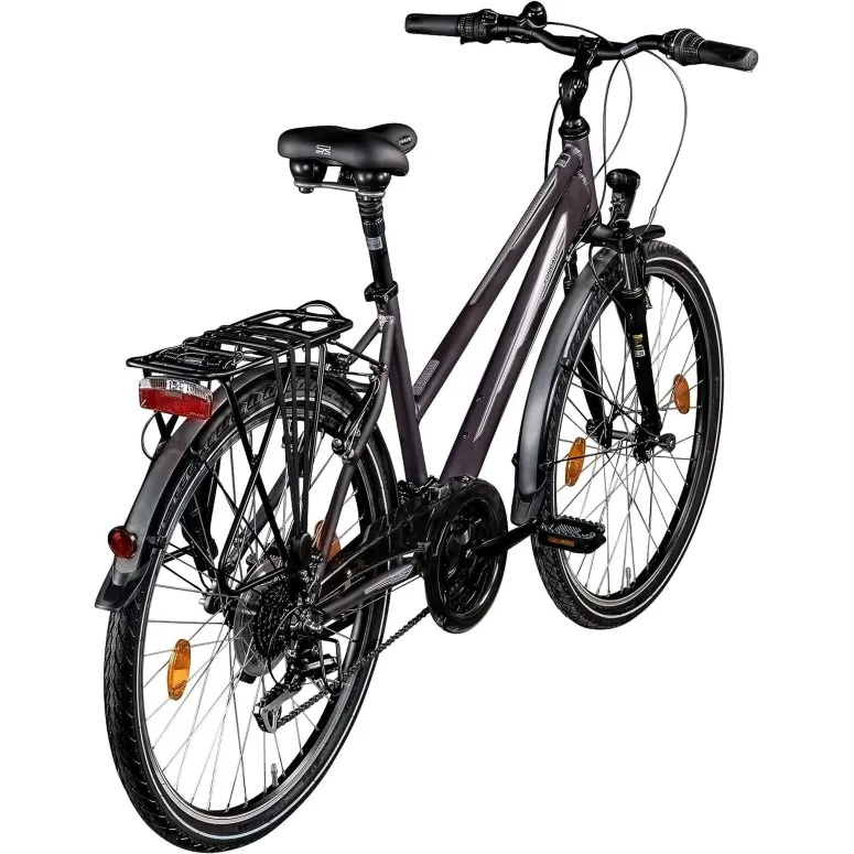 Rower Trekkingowy Damski 26 Aluminiowy Oświetlenie Amortyzacja Bagażnik