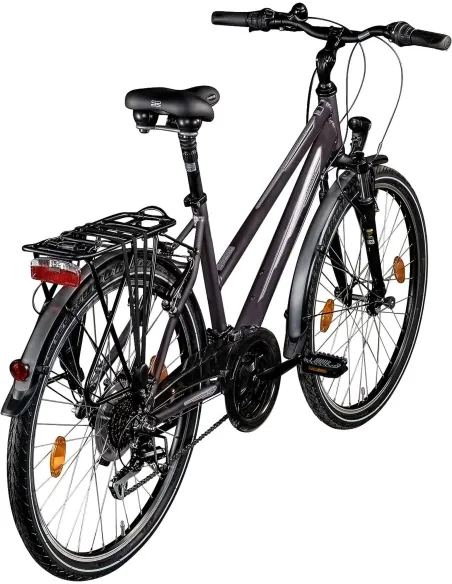 Rower Trekkingowy Damski 26 Aluminiowy Oświetlenie Amortyzacja Bagażnik