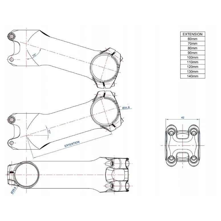 Mostek Rowerowy Ritchey WCS C220 17/73D 1 1/8 ALU