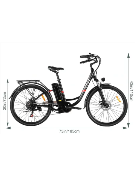 Elektryczny Rower Miejski 26 Niska Rama Światła LED Zasięg 70km 7 Biegów