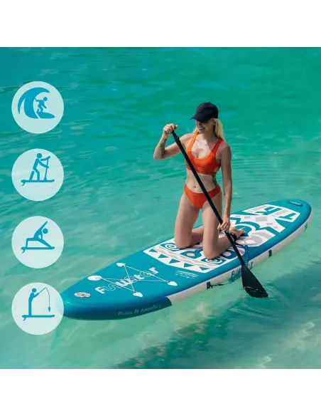 Deska SUP Nadmuchiwana Wzmocniona FunWater Tiki PVC EVA D-Ring 335x84x15 cm