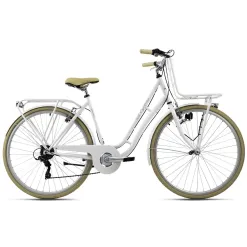 Rower Miejski Damski 28 Retro 6 Biegów Revo Błotniki Bagaż Światła Dzwonek