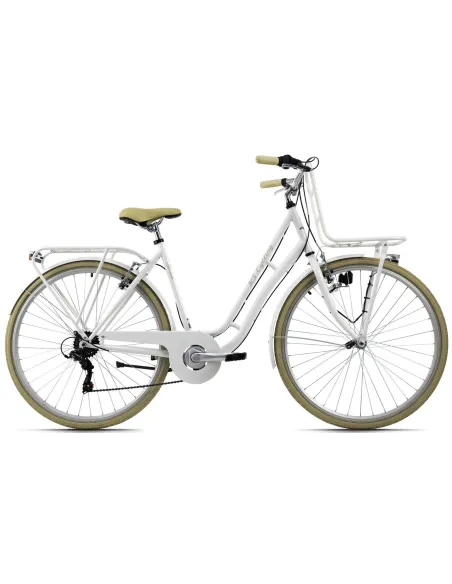 Rower Miejski Damski 28 Retro 6 Biegów Revo Błotniki Bagaż Światła Dzwonek