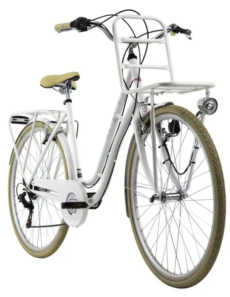 Rower Miejski Damski 28 Retro 6 Biegów Revo Błotniki Bagaż Światła Dzwonek