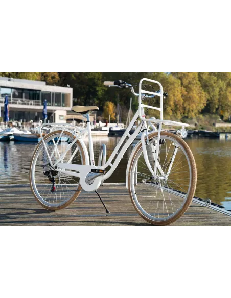 Rower Miejski Damski 28 Retro 6 Biegów Revo Błotniki Bagaż Światła Dzwonek