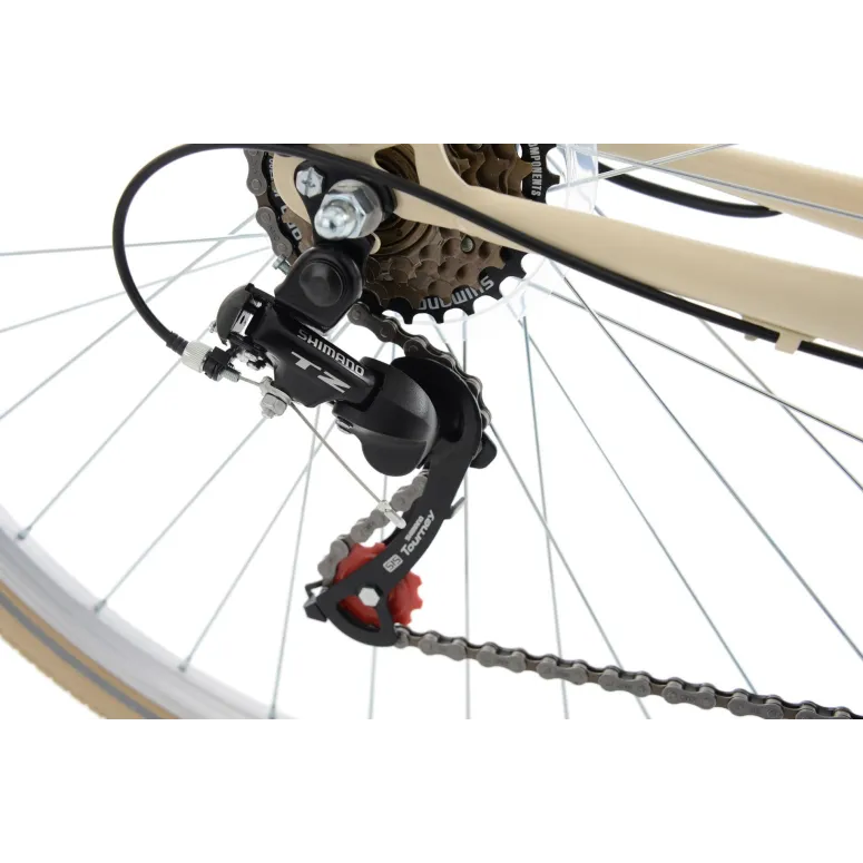 Rower Miejski Damski 28 Vintage 6 Biegów Stopka Błotniki Bagażnik Światła