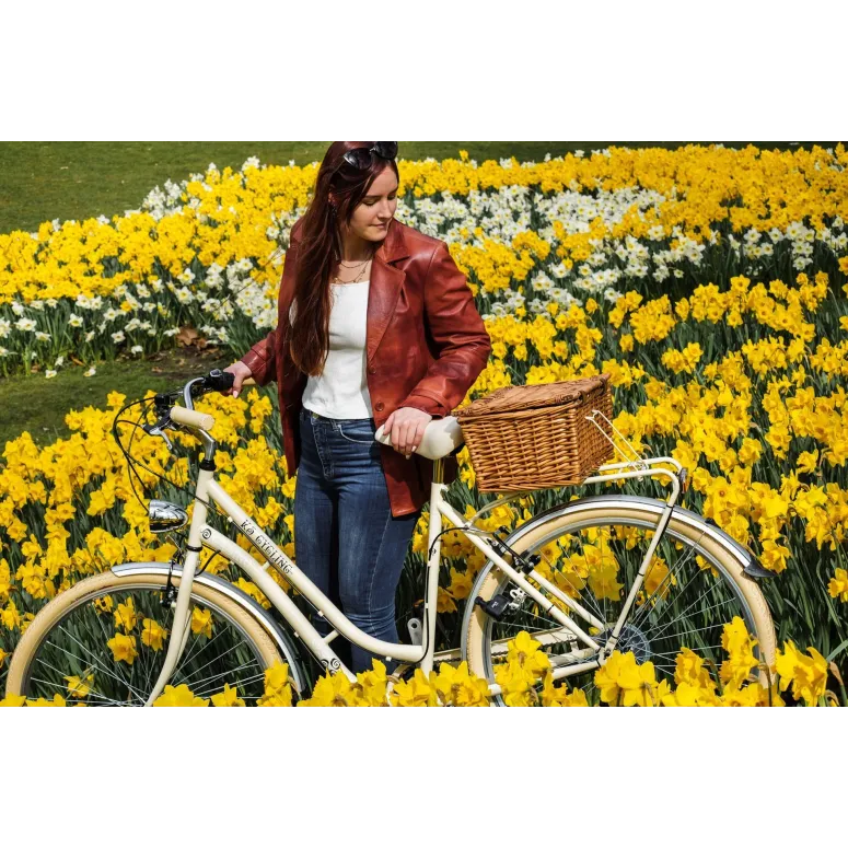 Rower Miejski Damski 28 Vintage 6 Biegów Stopka Błotniki Bagażnik Światła