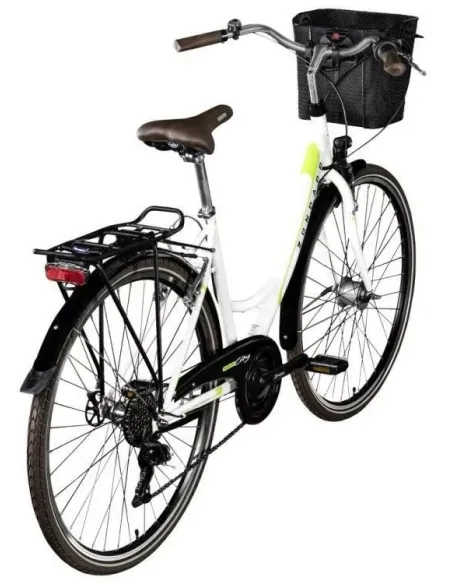 Rower Miejski Damski 28 Revo Koszyk Dzwonek Oświetlenie Bagażnik Stopka