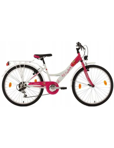 Rower Dziecięcy 24 Dziewczęcy 6 Biegów Stalowy Bagażnik Oświetlenie Dzwonek