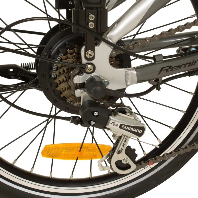 Elektryczny Rower Miejski 20 Składak 7 biegów 250W 3 tryby Światła Bagażnik