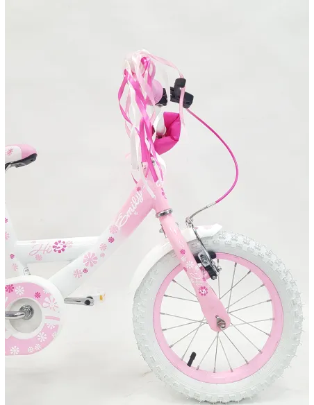 Rowerek Dziecięcy Dziewczęcy 14 Boczne Koła Dzwonek Błotniki Bagażnik
