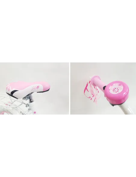 Rowerek Dziecięcy Dziewczęcy 14 Boczne Koła Dzwonek Błotniki Bagażnik