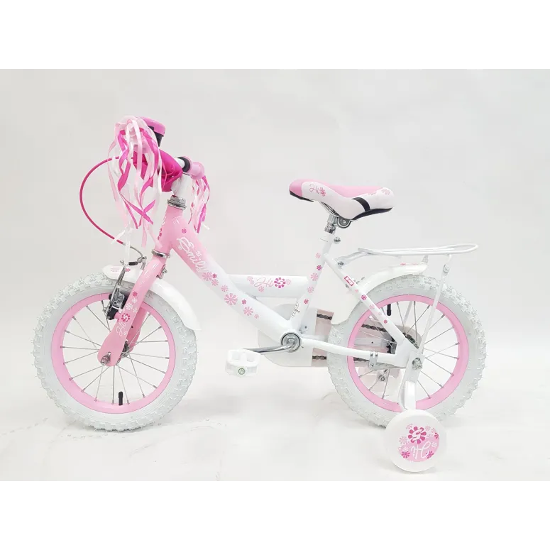 Rowerek Dziecięcy Dziewczęcy 14 Boczne Koła Dzwonek Błotniki Bagażnik