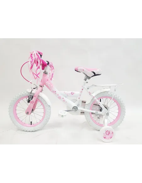 Rowerek Dziecięcy Dziewczęcy 14 Boczne Koła Dzwonek Błotniki Bagażnik