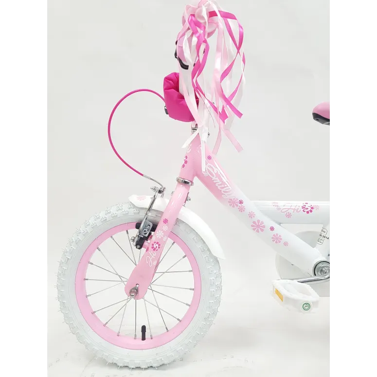 Rowerek Dziecięcy Dziewczęcy 14 Boczne Koła Dzwonek Błotniki Bagażnik